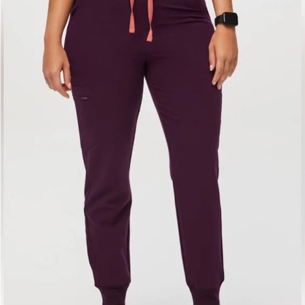 Figs Women's High Waisted Zamora S Petite Jogger Pants in Deep Purple